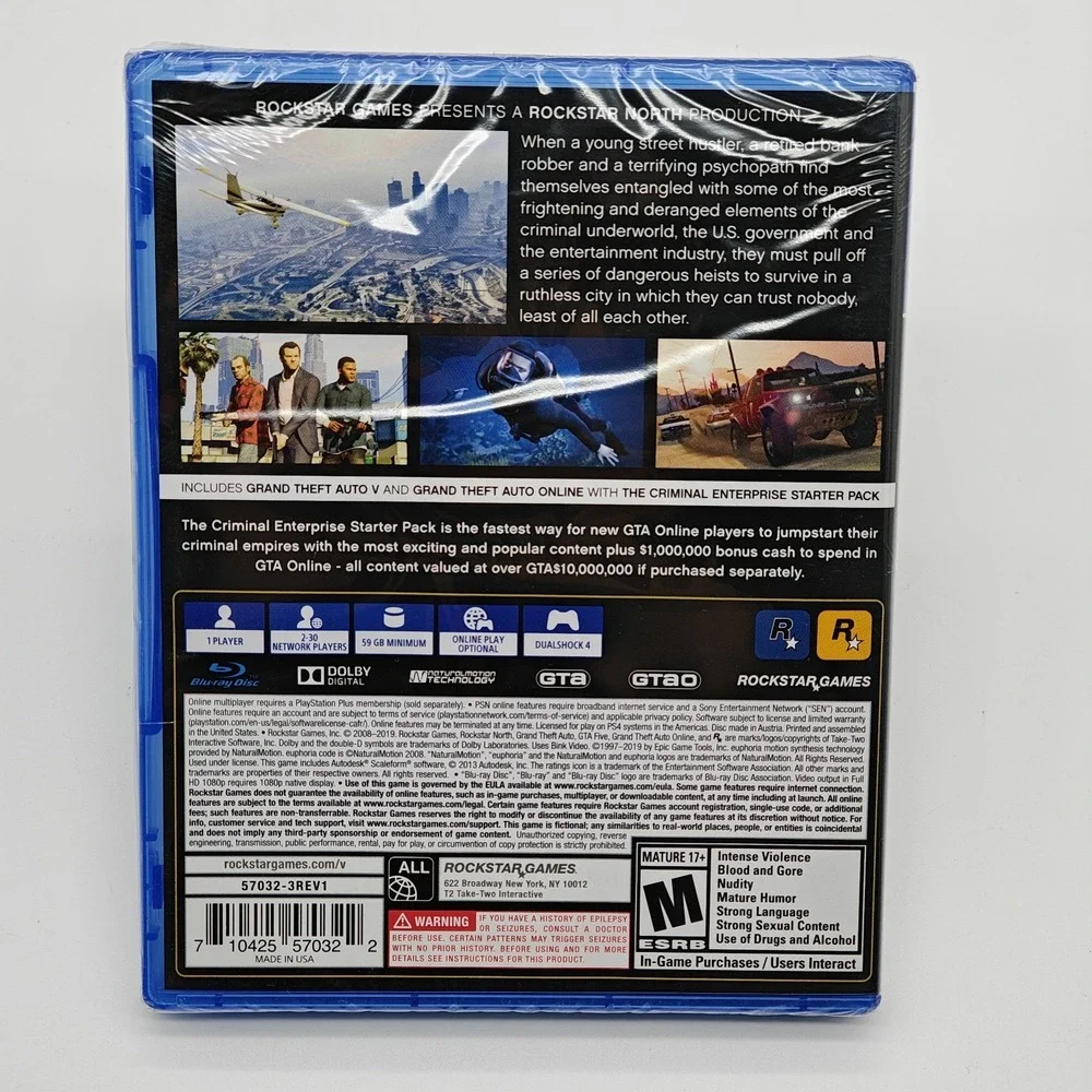 Grand Theft Auto V Premium Edition PS4 Brand New Factory Sealed GTA 5 US Version